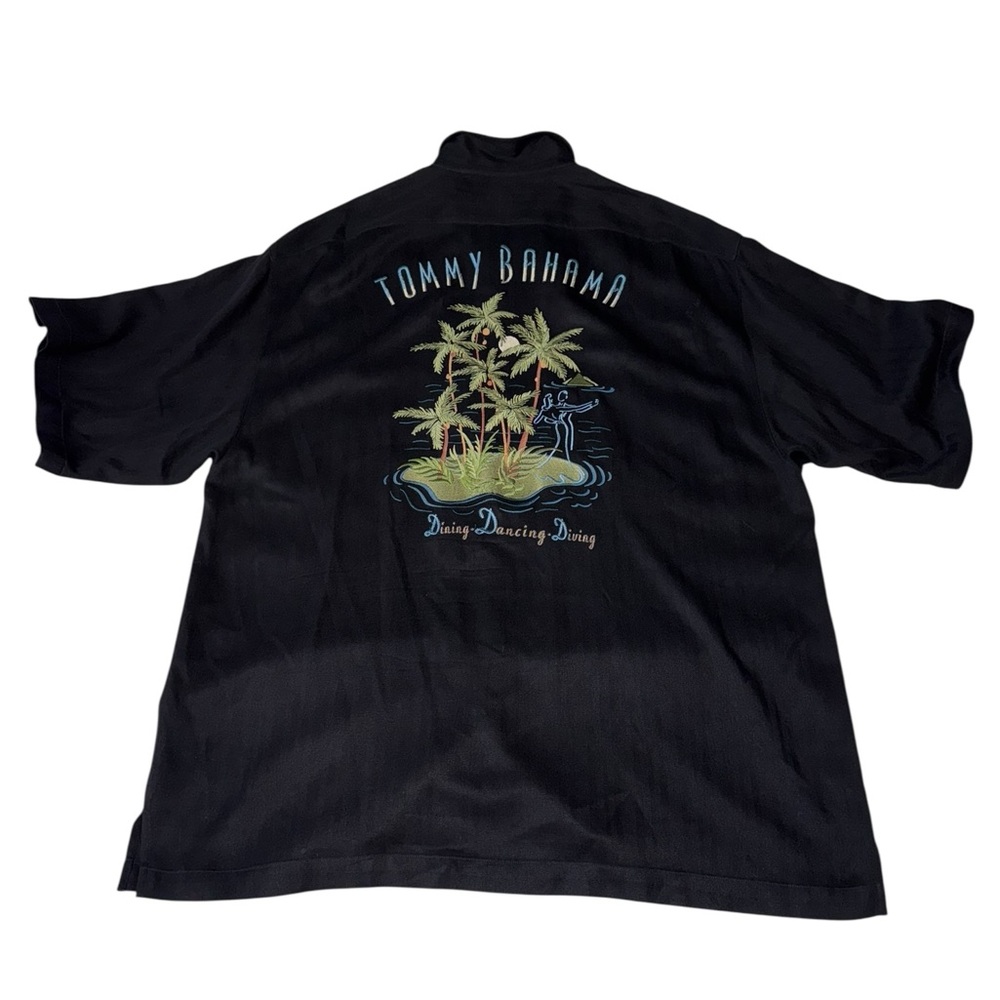 Tommy Bahama Black Palm Tree 100% Silk Men's Shirt Size XL